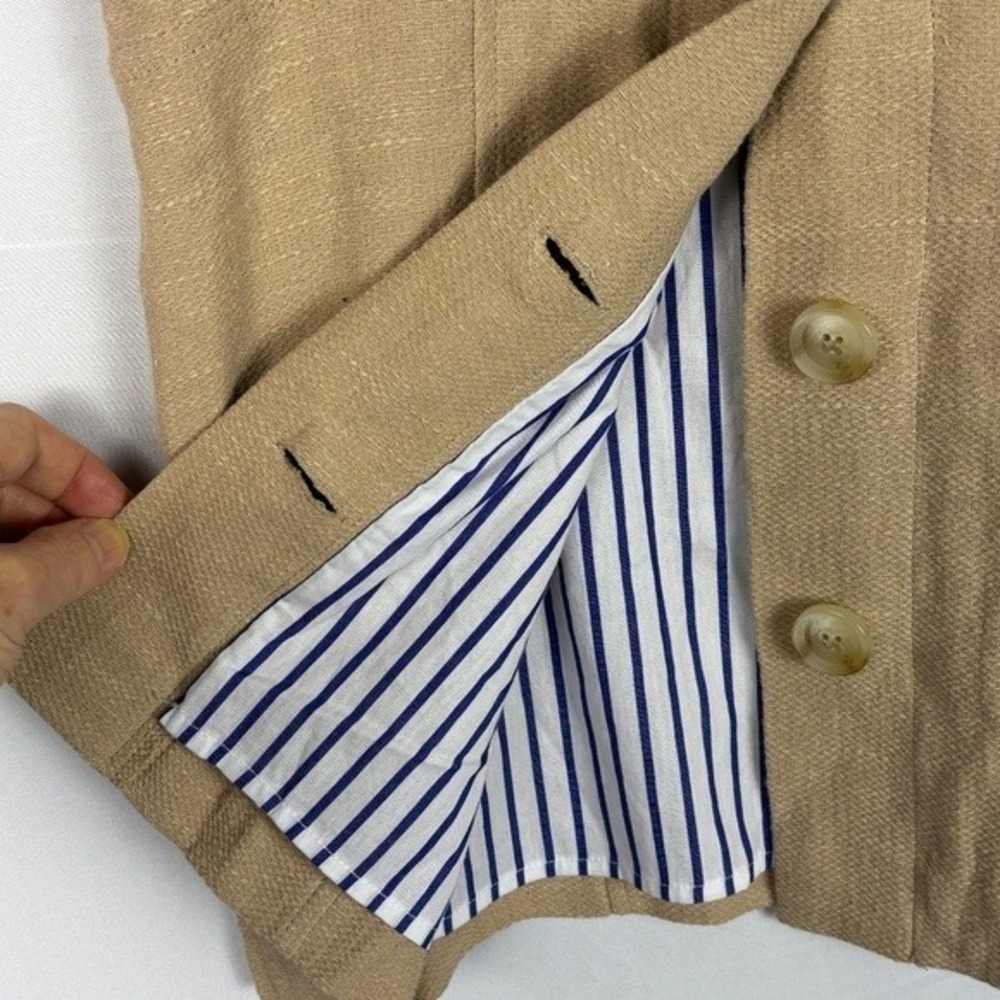 FRNCH Paris Women's Button Up Mini Skirt Sz M Linen Cotton Lined Preppy Academia - Picture 2 of 11